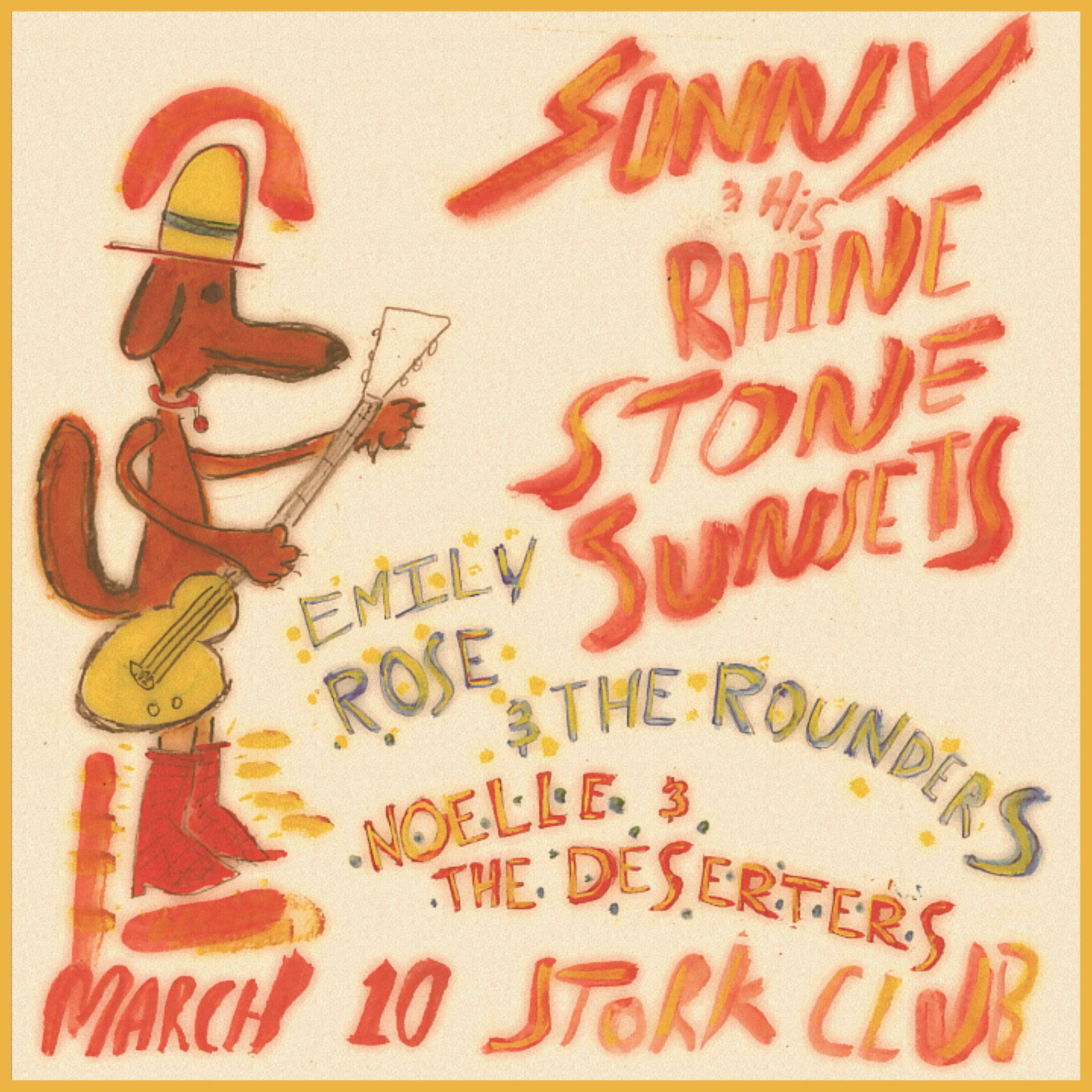KXSF presents! At Thee Stork Club in Oakland on Fri. 3/10/23. Sonny And His Rhinestone Sunsets , Emily Rose & The Rounders, Noelle and the Deserters