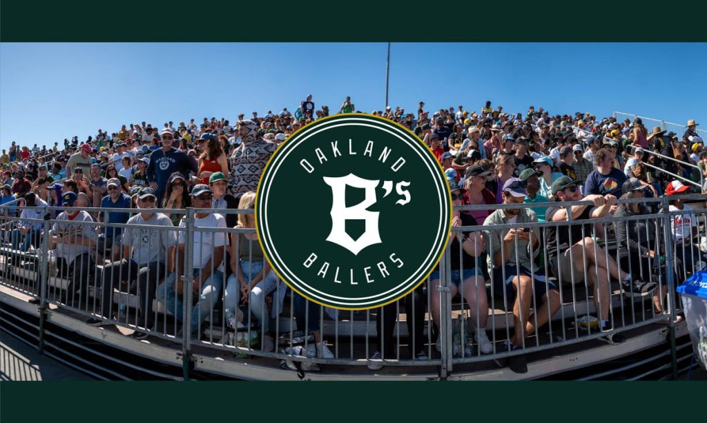 oakland ballers logo in front of a crowd